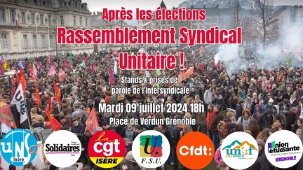 Rassemblement intersyndical Verdun 9 juillet 18h Verdun à Grenoble